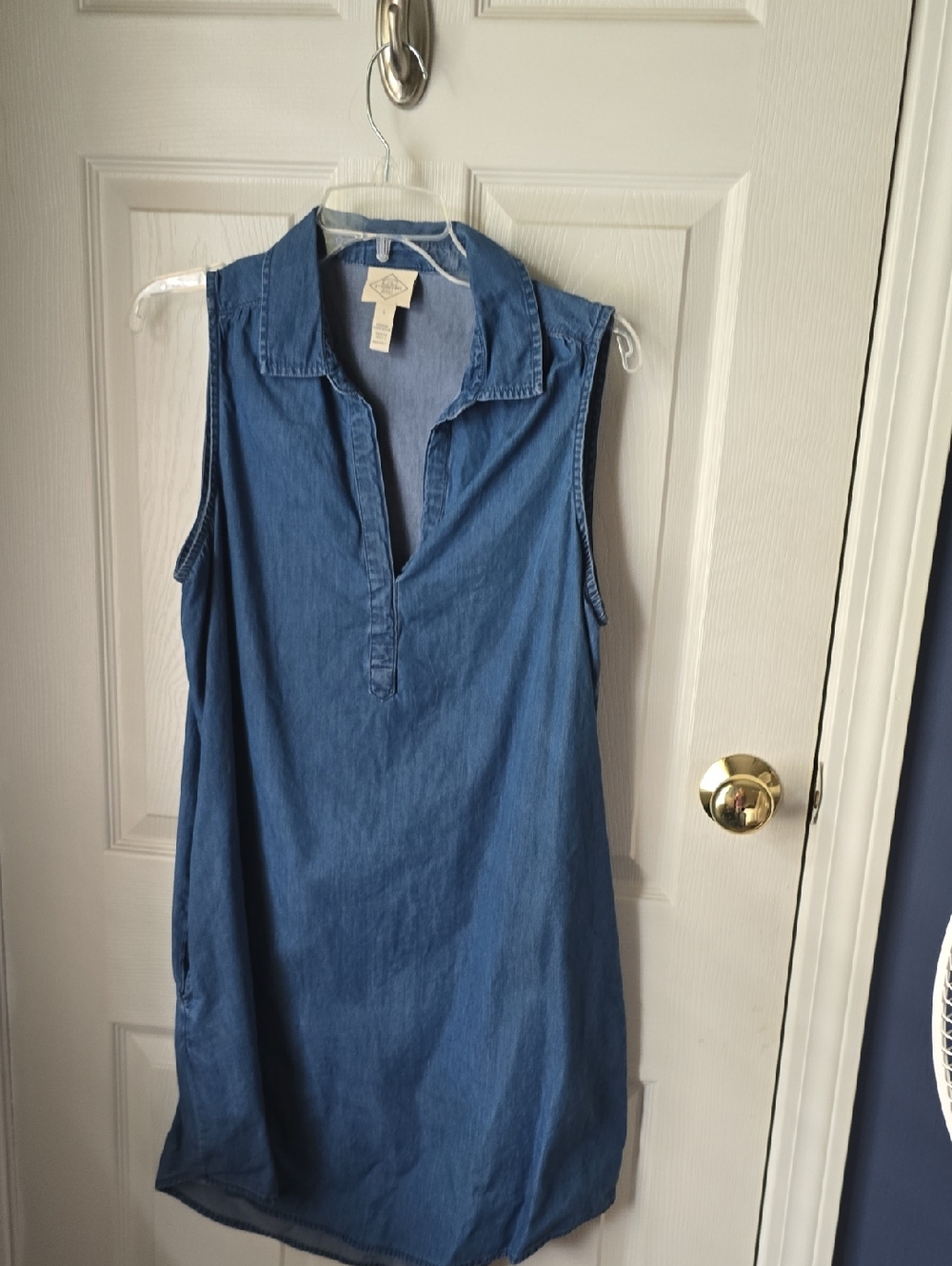 St. John's Bay Sleeveless Chambray Tunic Dress - Blue